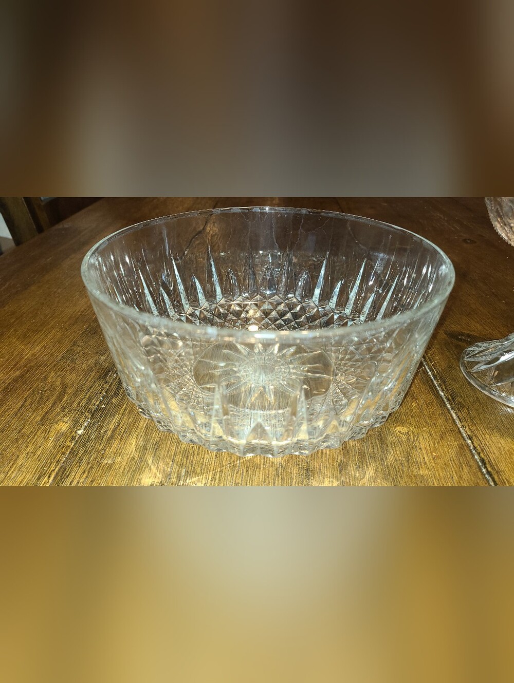 Vtg d'Arques France Diamant Lead Crystal Large Serving Bowl- Excellent Condition